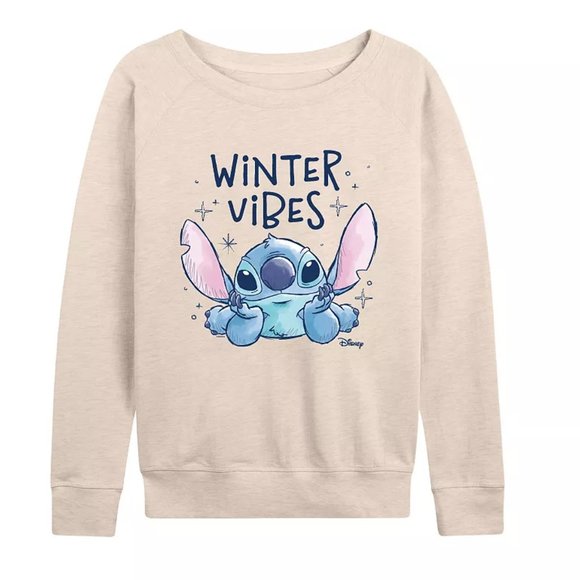NWOT Disney Lilo & Stitch Winter Vibes French Terry Long Sleeve Tee (Size: S) - Picture 1 of 12